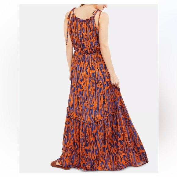 Lisa & Lucy Dresses & Skirts - Lisa & Lucy Orange and Blue Vintage Style Maxi Dress